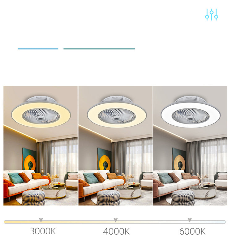 Intelligent DC LED Ceiling Fan Light Low Noise Air Cooling Fan Bedroom Hotel Remote Control Electric Source