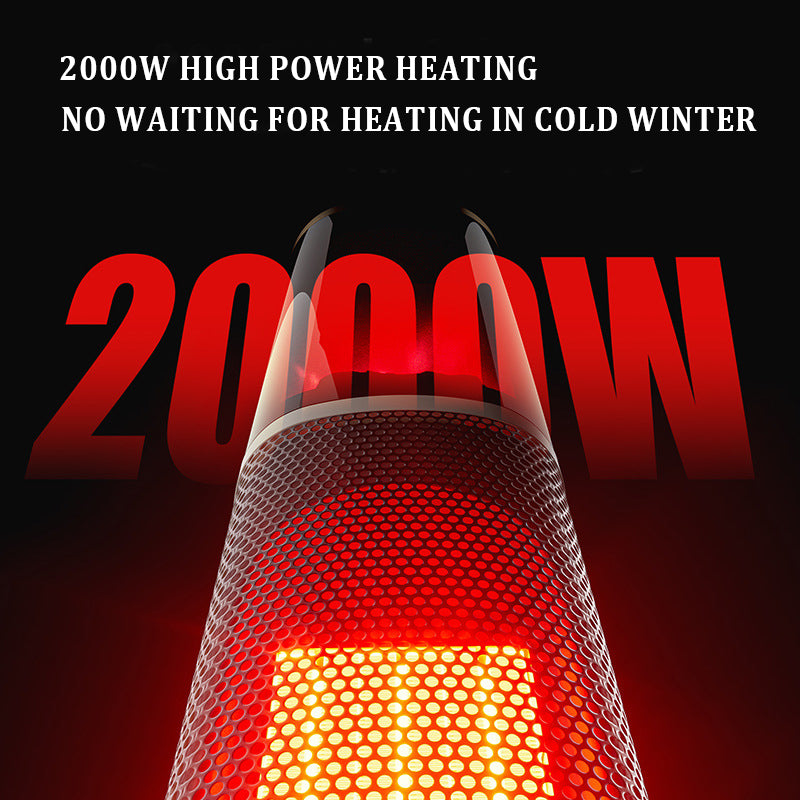 Portable Electric Heater Energy-Saving 3D Flame Fireplace Silent Vertical Hot Air Machine for Living Room