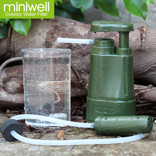 miniwell survival water purifier as adventure travel kit or gear removes bacteria and virus in fresh water