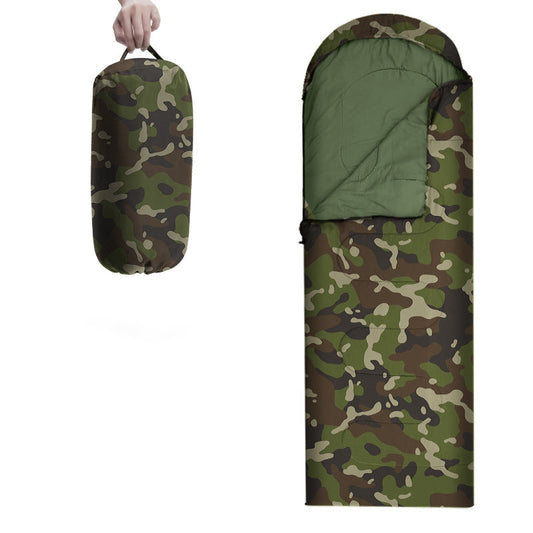 Outdoor camping envelope camo thermal adult winter padded cotton sleeping bag