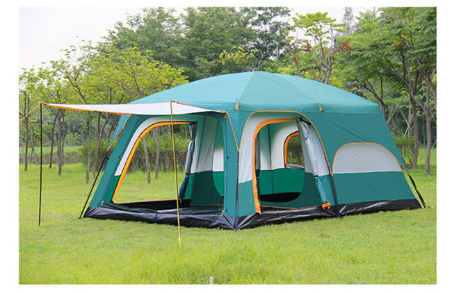 Custom Large Luxury Double Layer 2 Rooms 1 Living Room 6-10 Persons Family Camping Outdoor Big Tent Supplier