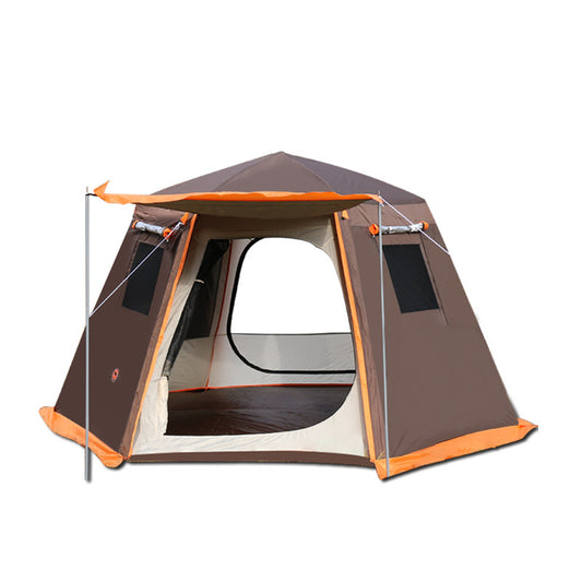 Tent Outdoor Automatic Tent 3-4 Person 5-8 Person Sun and Rain Protection Camping Double Aluminum Pole Hexagonal Tent